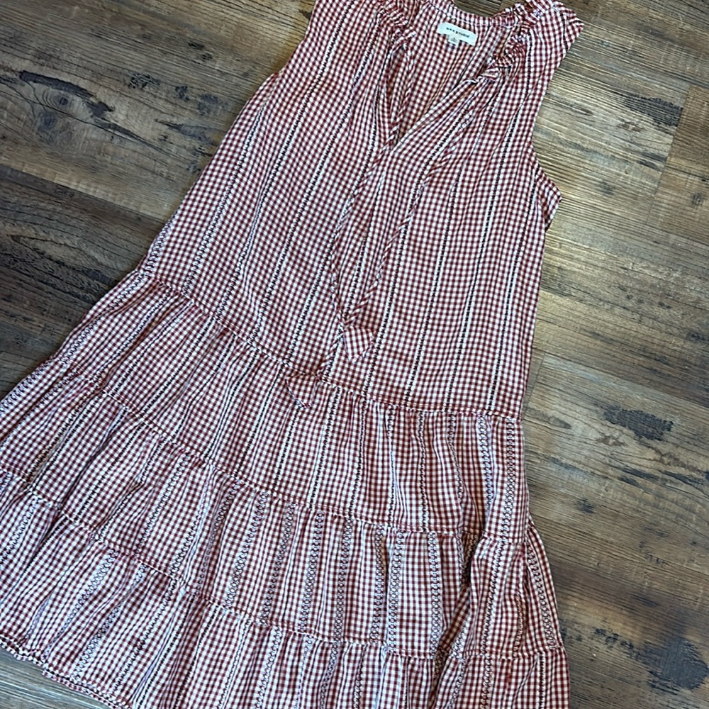 Checkered dress, red and cream
